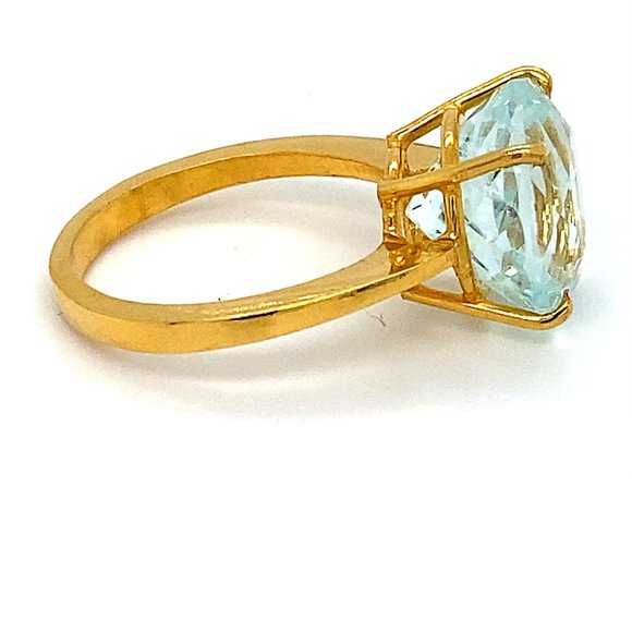 Aquamarine 7.45ct Solid 22K Yellow Gold Ring - Picture 3 of 7